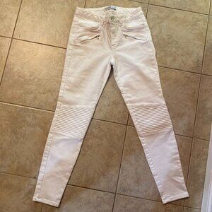 Zara Basic 1975 white skinny moto Denim jeans Women’s Size 8 Casual Stretch
